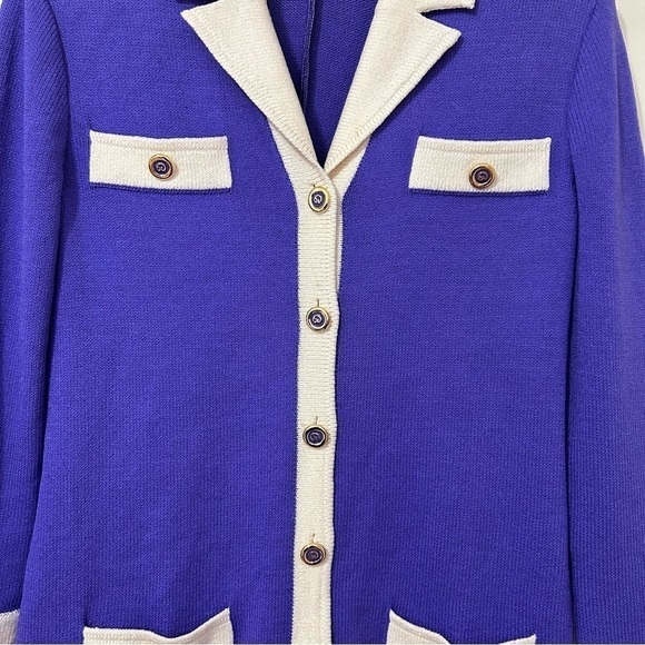 St. John Long Length Button Down Blazer in Purple sz 8 - Picture 2 of 5